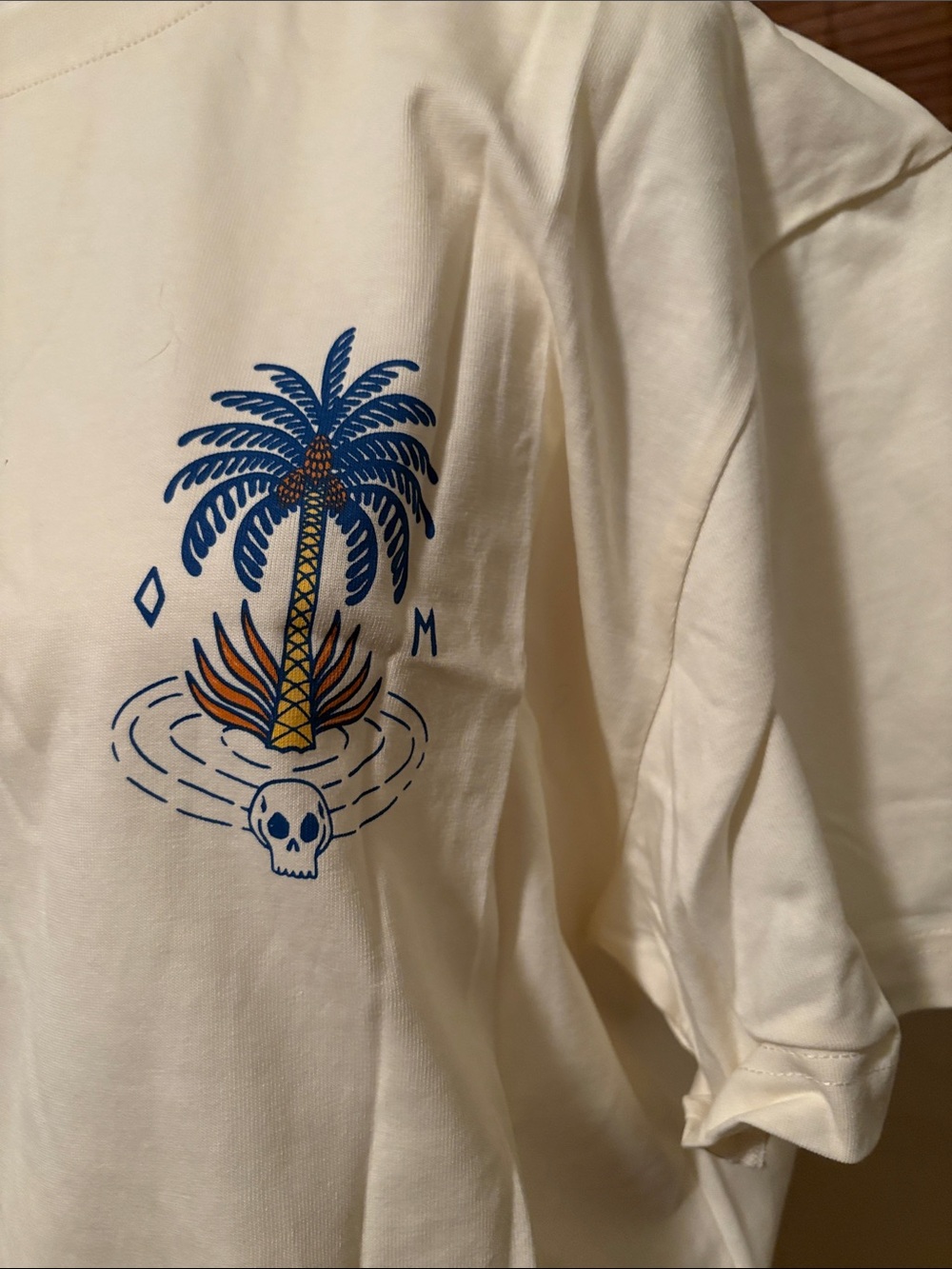 Survivor Graphic Crop Top - Cream with Blue & Yellow Print - Picture 2 of 3
